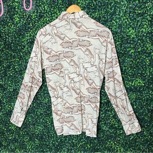 Vtg. Retro Flapper 1920s Swimwear Button Down Shirt Sz M - Picture 4 of 7